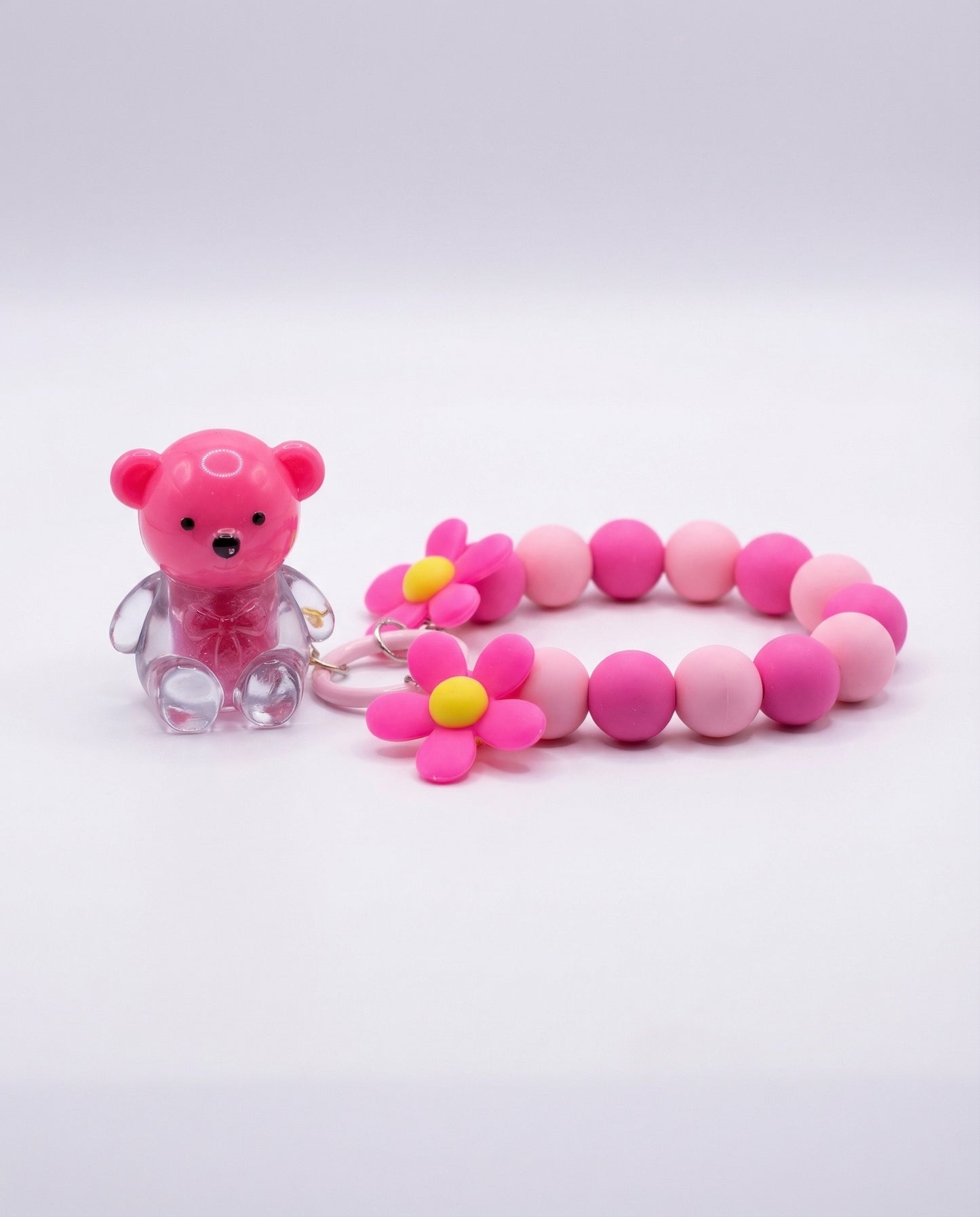 Llavero con gloss de osito rosa