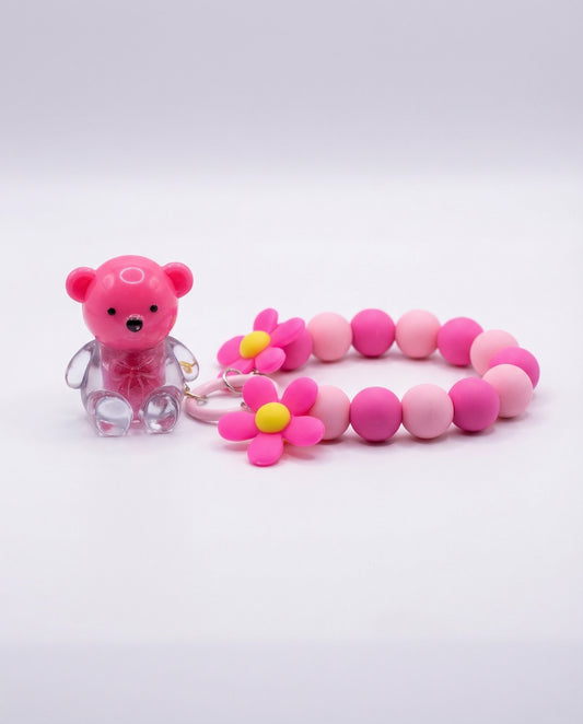 Llavero con gloss de osito rosa