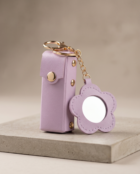 Llavero con Estuche para Labial y Espejo Flor